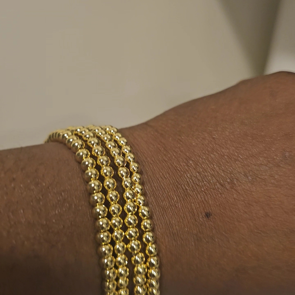 Multiple Layered Bracelet with Beaded Texture and Close Fit